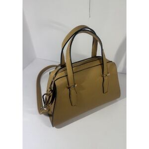 Tan Faux Leather Small Satchel Handbag - Top Handle Crossbody Purse